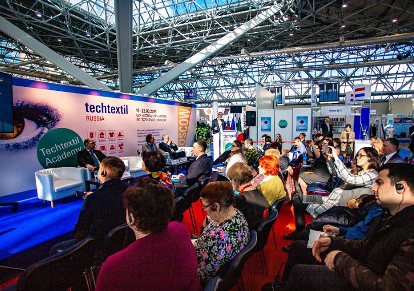 2027年俄罗斯莫斯科无纺布及非织造展览会 Techtextil Russia展馆内部展台环境实拍
