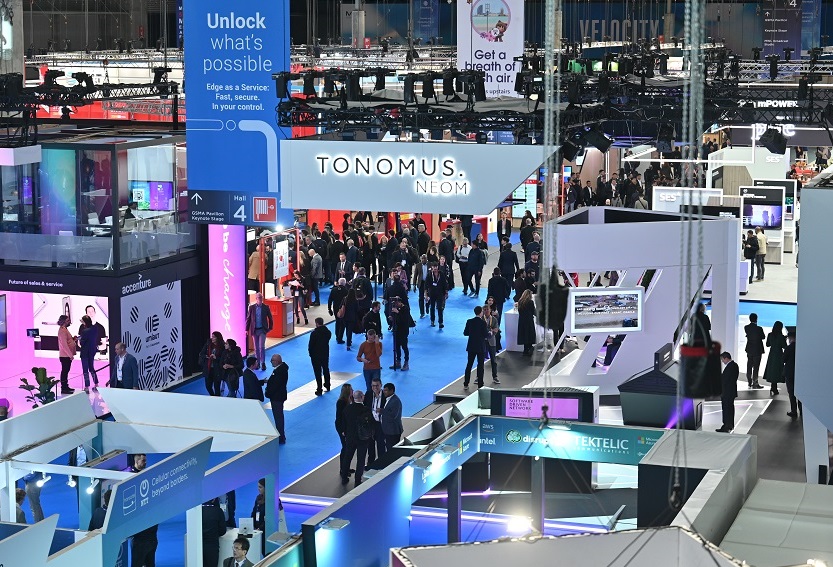 2027年MWC西班牙巴塞罗那世界移动通信大会MWC Barcelona展馆内部展台环境实拍